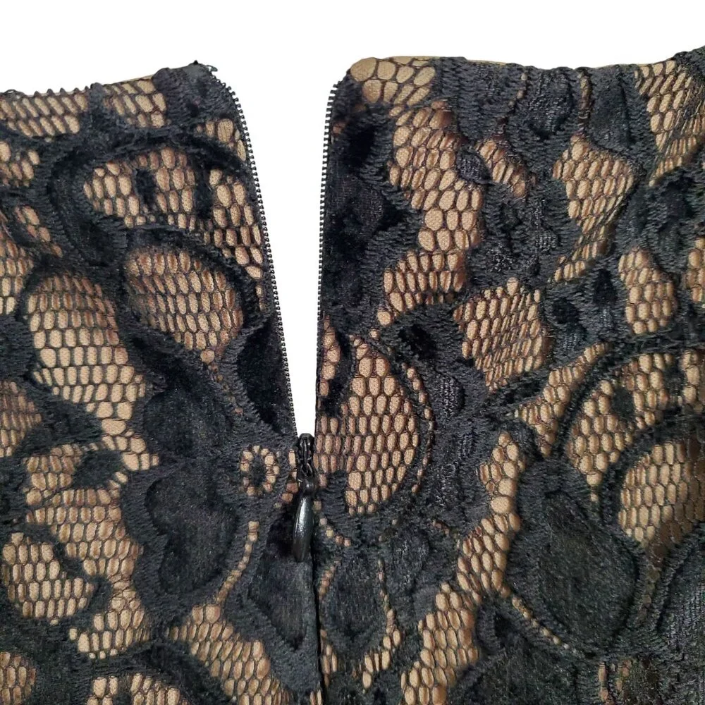 LRL Ralph Lauren Size 16 Dress Fitted Lined Sheer Lace Knee Length V-Neck Black - Picture 12 of 12